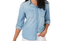 Chambray shirt dress women