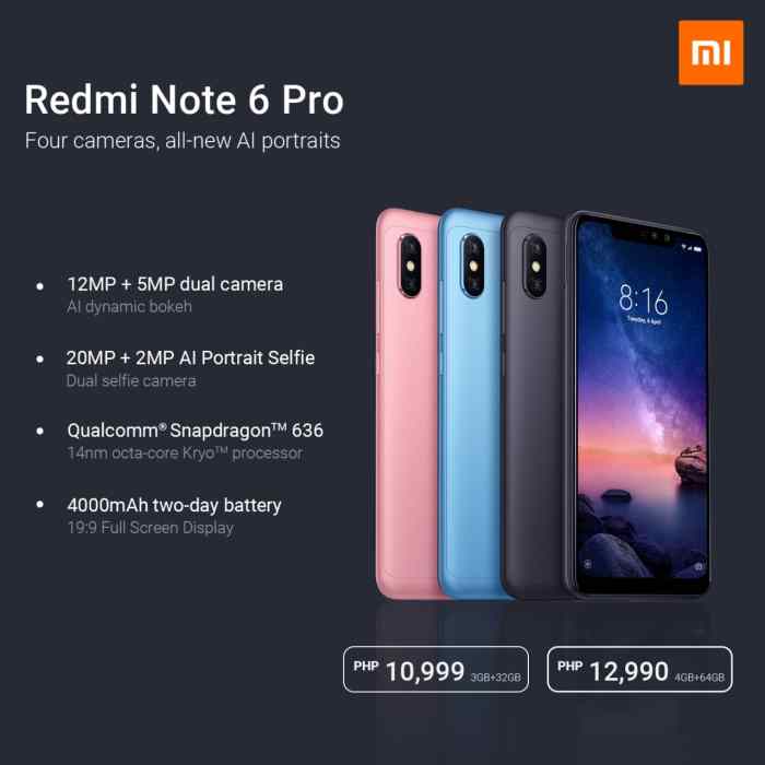 Harga hp xiaomi redmi 6 pro ram 4